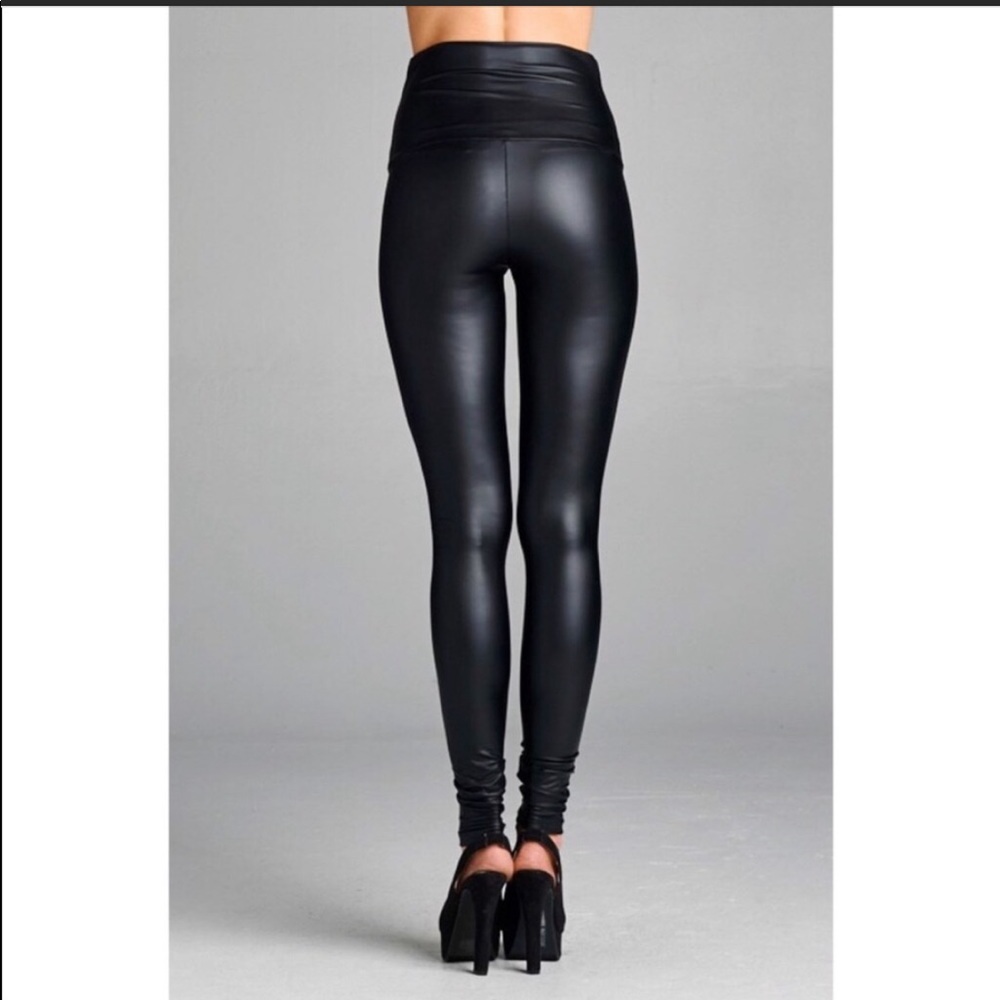 High Waisted Vegan Leather Leggings